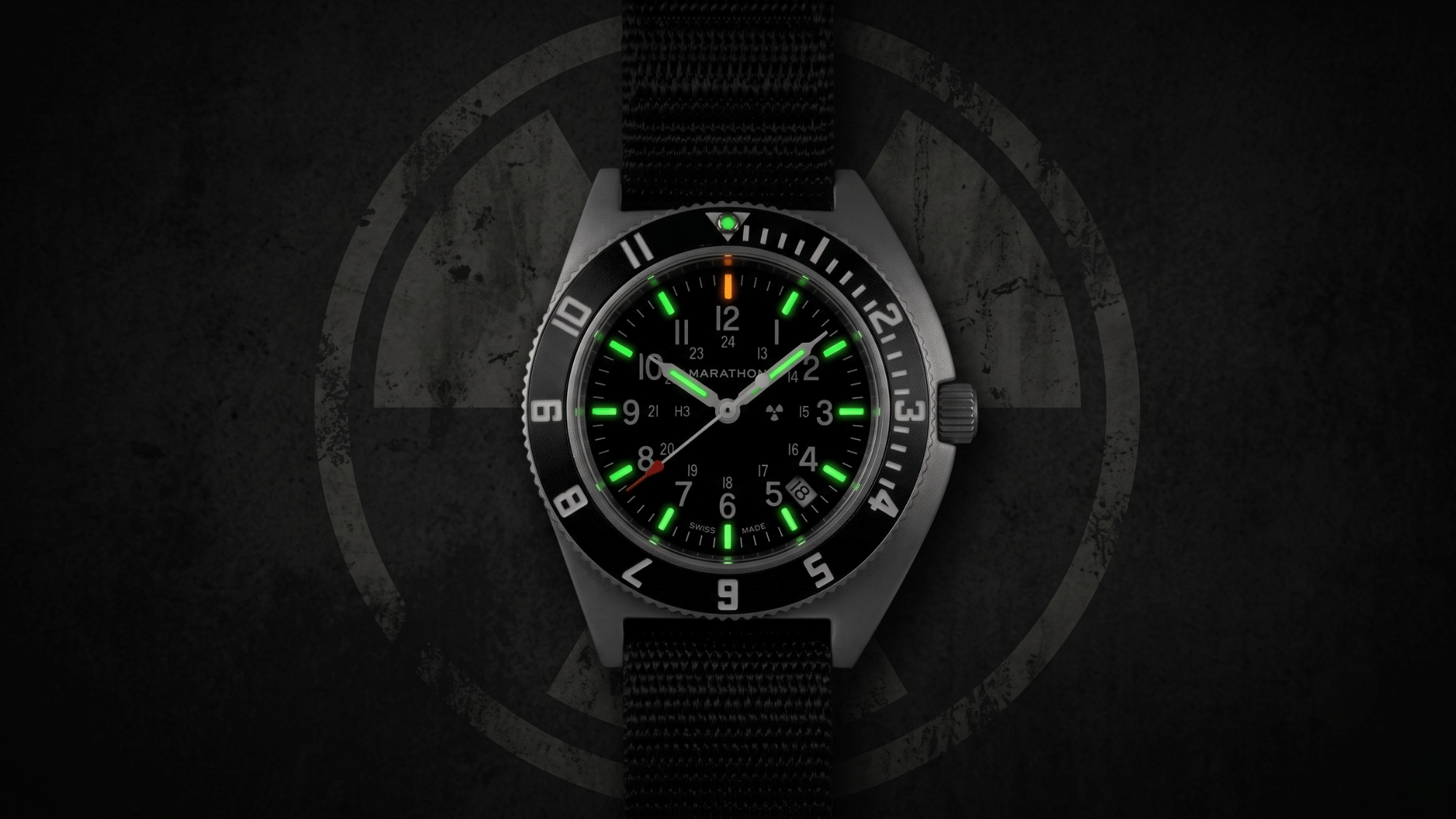 Marathon Tritium watch, field watch and pilot watch for men with gas tubes.