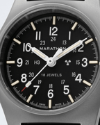Close-up of the 36mm SSGPM dial showing Tritium gas tubes and MaraGlo™ for visibility. Powered by a Swiss mechanical watch movement.