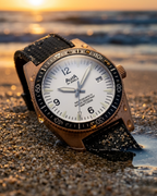 Alsta Nautoscaph automatic bronze watch with white sunray dial. Part of our watches collections