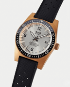 Side profile view of Alsta Nautoscaph IV bronze watch showing the screw-down crown detail.