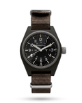 Marathon Watches 34mm Sage Green GPM with fibershell case. Self-winding mechanical movement and sterile dial. A staple for military watch collections.